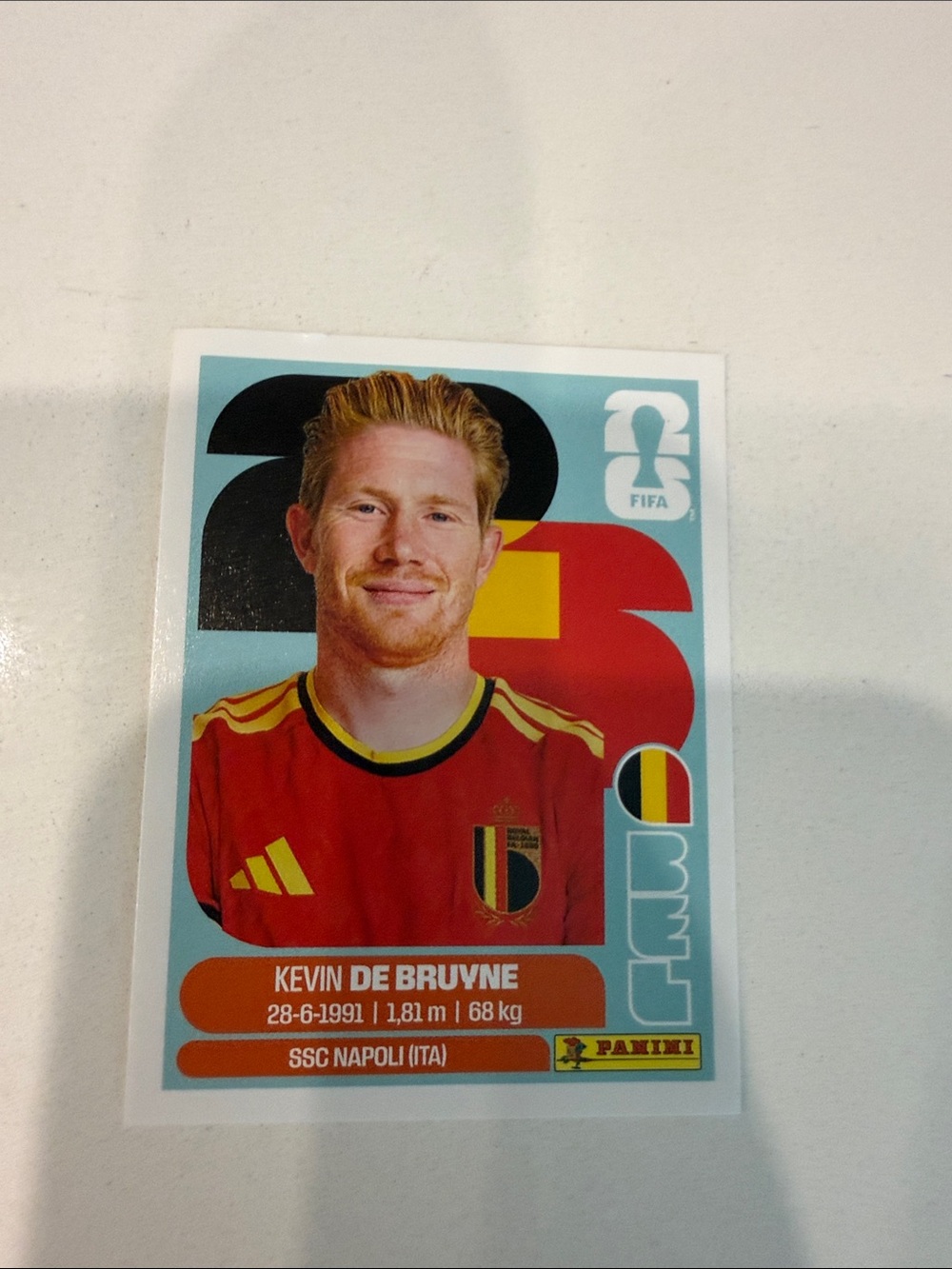 Panini Kevin De Bruyne Belgium Sticker - Red & Yellow